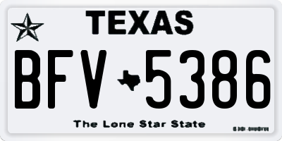 TX license plate BFV5386