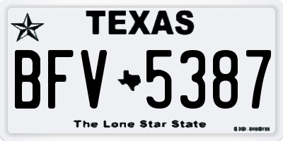 TX license plate BFV5387
