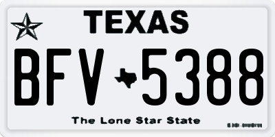 TX license plate BFV5388