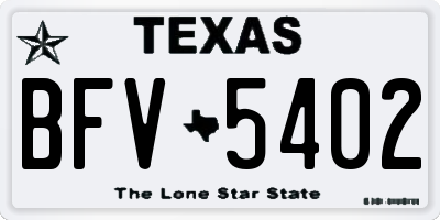 TX license plate BFV5402
