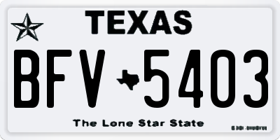 TX license plate BFV5403