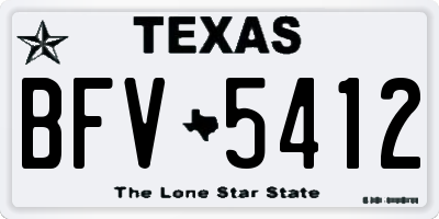 TX license plate BFV5412