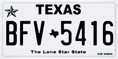 TX license plate BFV5416