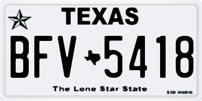 TX license plate BFV5418
