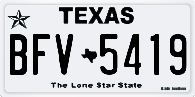 TX license plate BFV5419