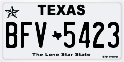 TX license plate BFV5423