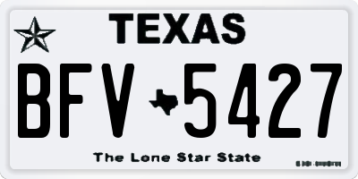 TX license plate BFV5427