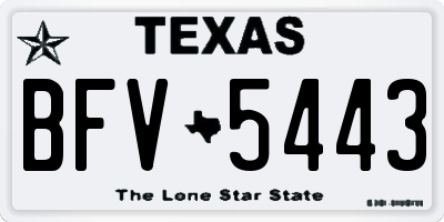 TX license plate BFV5443