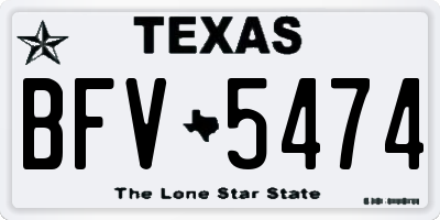 TX license plate BFV5474