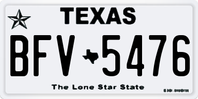 TX license plate BFV5476