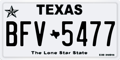 TX license plate BFV5477