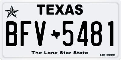 TX license plate BFV5481