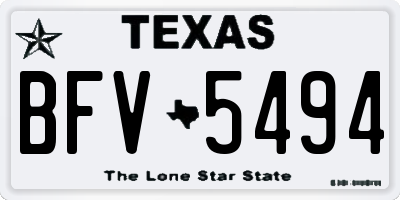 TX license plate BFV5494
