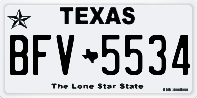 TX license plate BFV5534