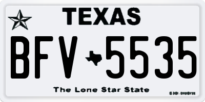 TX license plate BFV5535