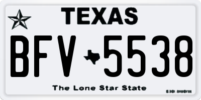 TX license plate BFV5538
