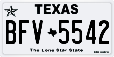 TX license plate BFV5542