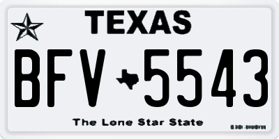 TX license plate BFV5543