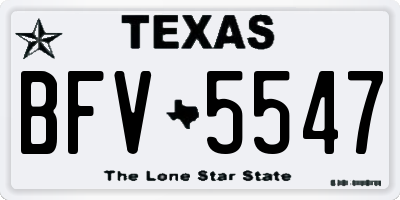 TX license plate BFV5547
