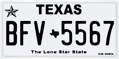 TX license plate BFV5567