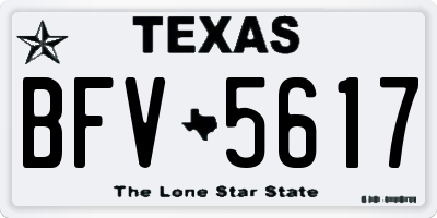 TX license plate BFV5617