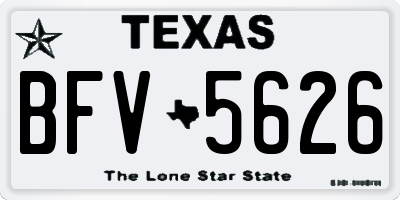 TX license plate BFV5626