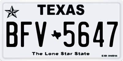 TX license plate BFV5647