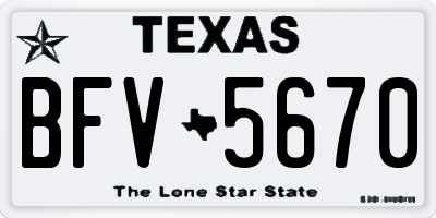 TX license plate BFV5670