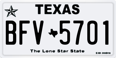 TX license plate BFV5701