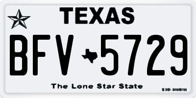 TX license plate BFV5729