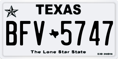 TX license plate BFV5747