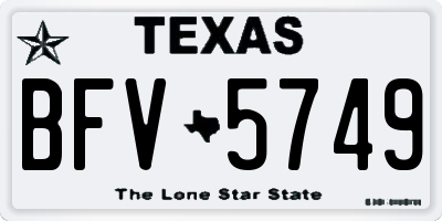TX license plate BFV5749
