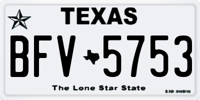 TX license plate BFV5753