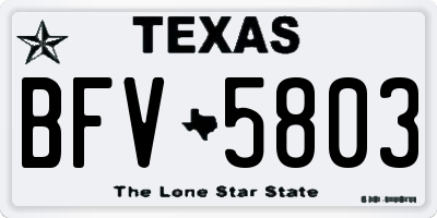 TX license plate BFV5803