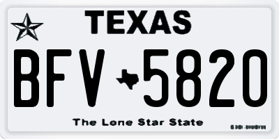 TX license plate BFV5820
