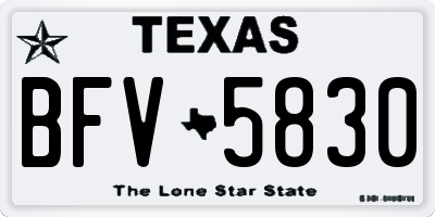 TX license plate BFV5830
