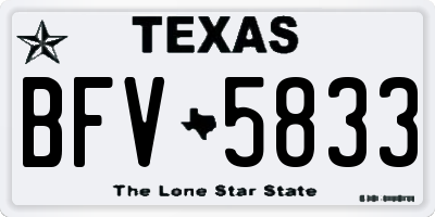 TX license plate BFV5833