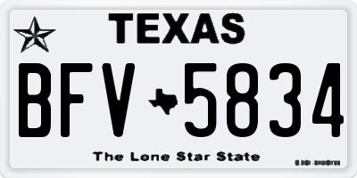 TX license plate BFV5834