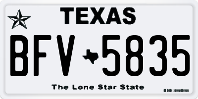 TX license plate BFV5835