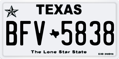 TX license plate BFV5838