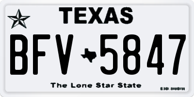 TX license plate BFV5847