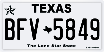 TX license plate BFV5849