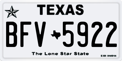 TX license plate BFV5922