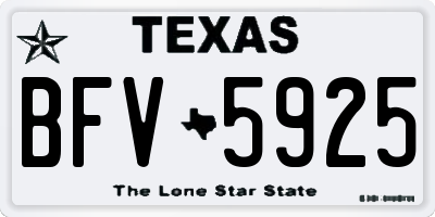 TX license plate BFV5925