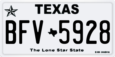 TX license plate BFV5928