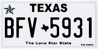 TX license plate BFV5931