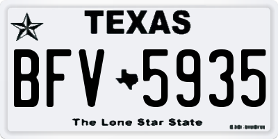 TX license plate BFV5935