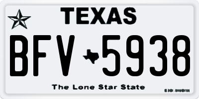 TX license plate BFV5938