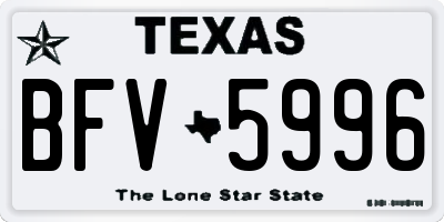 TX license plate BFV5996