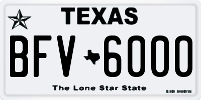 TX license plate BFV6000